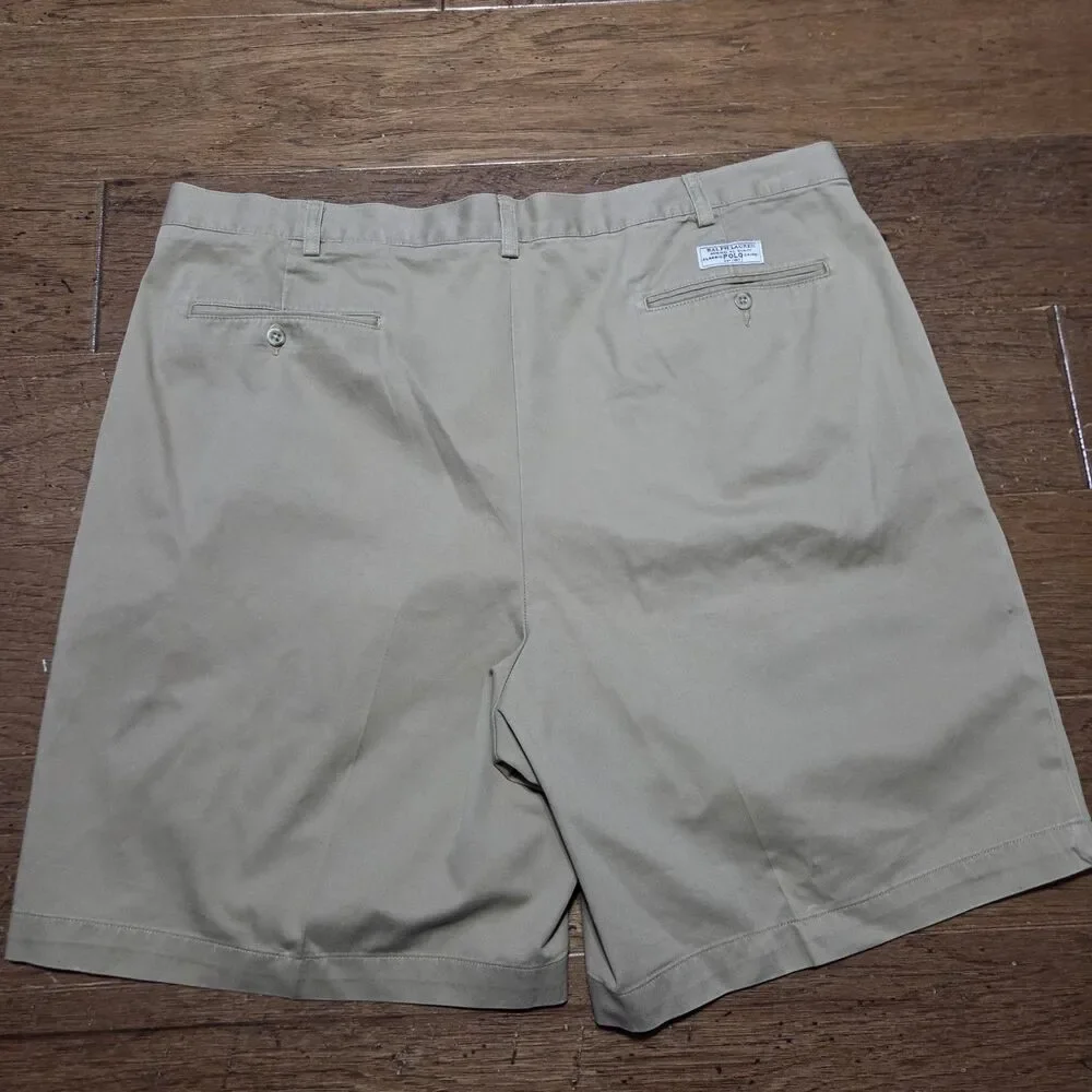 Polo Ralph Lauren Shorts Mens 44 Beige Pleated Chino Tyler Short Casual Classic